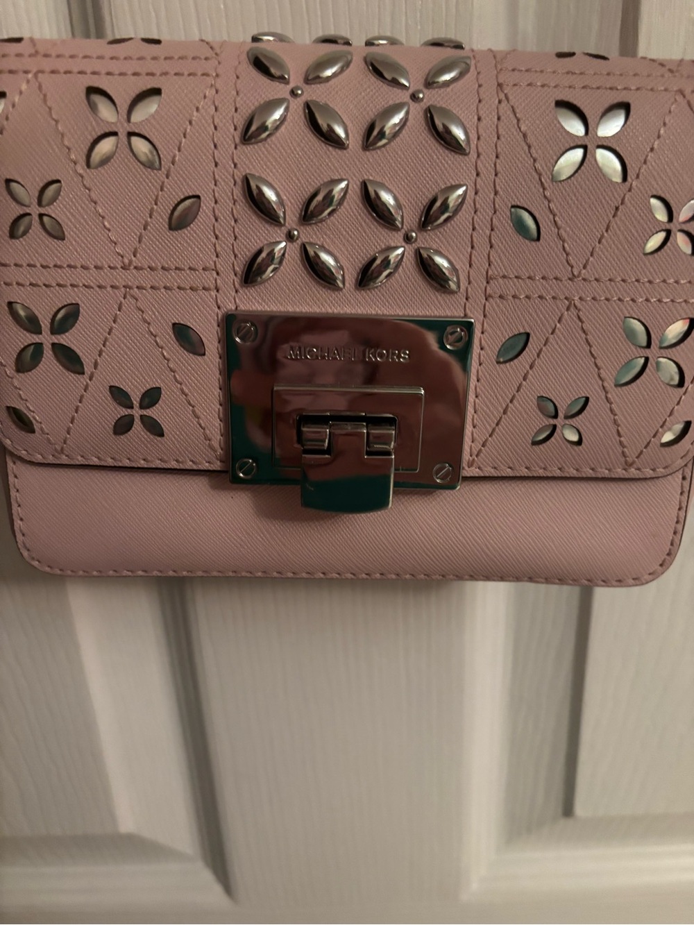 Michael Kors Blush Pink Leather Stud-Accent Crossbody